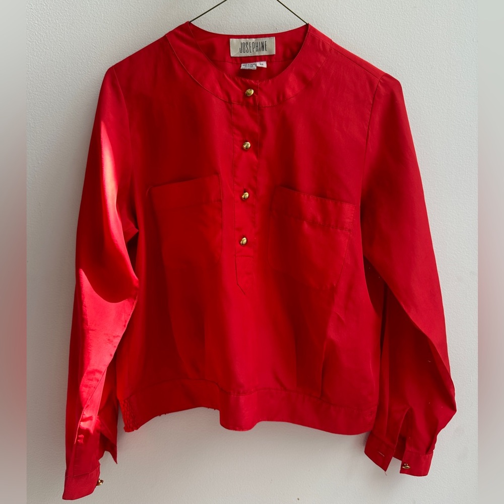 Vintage cool red poly blouse